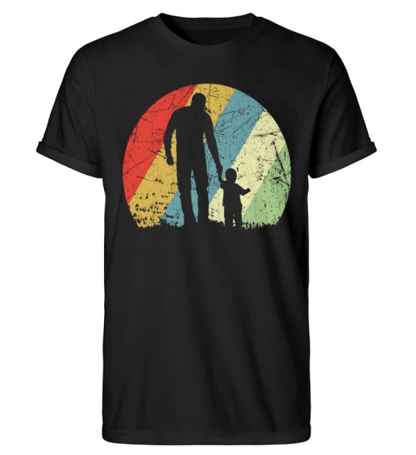Vater und Sohn im Kreis mit leichtem Grunge-Effekt. Vintage Farben - Herren RollUp Shirt-16