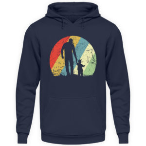 Vater und Sohn im Kreis mit leichtem Grunge-Effekt. Vintage Farben - Unisex Kapuzenpullover Hoodie-1698