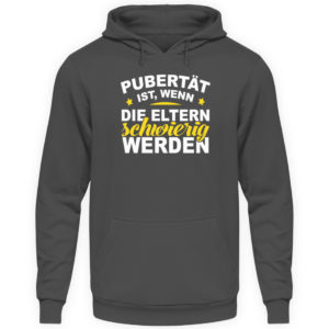 Lustiges Spruch T-Shirt | Pubert?t ist, wenn die Eltern schwierig werden | Design Shirt - Unisex Kapuzenpullover Hoodie-1762