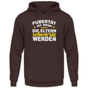 Lustiges Spruch T-Shirt | Pubert?t ist, wenn die Eltern schwierig werden | Design Shirt - Unisex Kapuzenpullover Hoodie-1604