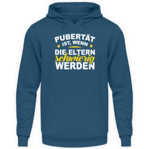 Lustiges Spruch T-Shirt | Pubert?t ist, wenn die Eltern schwierig werden | Design Shirt - Unisex Kapuzenpullover Hoodie-1461