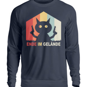 Ende im Gelände. Das Shirt für alle, denen es echt reicht. Verrückte Katze vor dem Durchdr - Unisex Pullover-1698