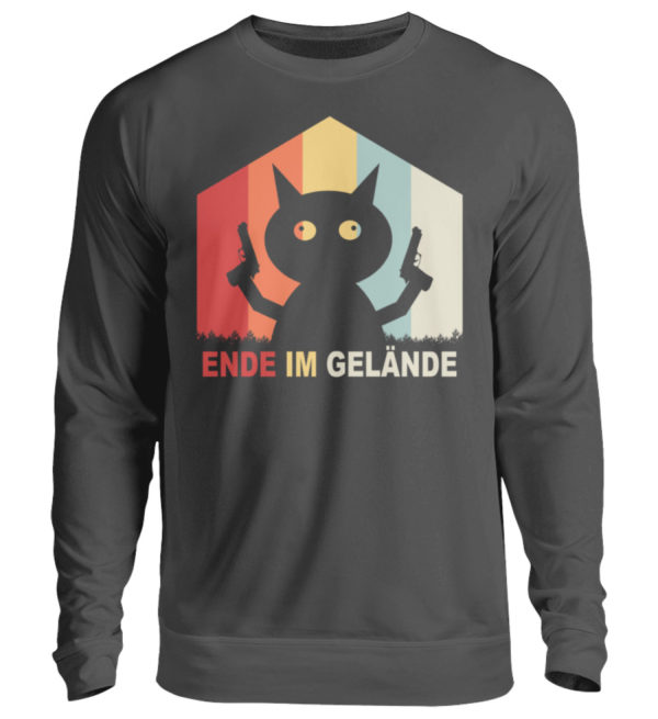 Ende im Gelände. Das Shirt für alle, denen es echt reicht. Verrückte Katze vor dem Durchdr - Unisex Pullover-1768