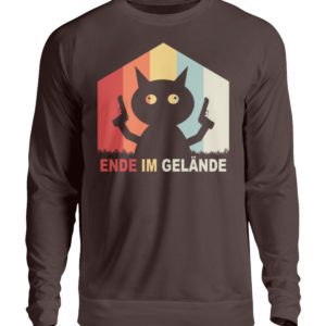 Ende im Gelände. Das Shirt für alle, denen es echt reicht. Verrückte Katze vor dem Durchdr - Unisex Pullover-1604