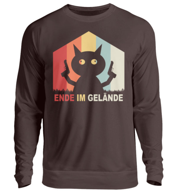 Ende im Gelände. Das Shirt für alle, denen es echt reicht. Verrückte Katze vor dem Durchdr - Unisex Pullover-1604