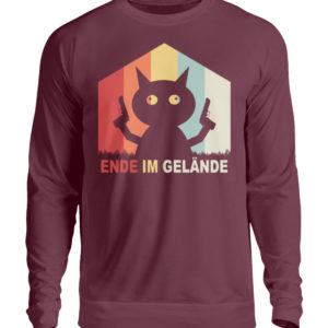 Ende im Gelände. Das Shirt für alle, denen es echt reicht. Verrückte Katze vor dem Durchdr - Unisex Pullover-839