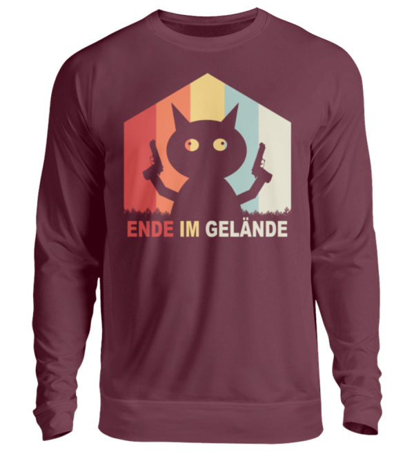 Ende im Gelände. Das Shirt für alle, denen es echt reicht. Verrückte Katze vor dem Durchdr - Unisex Pullover-839