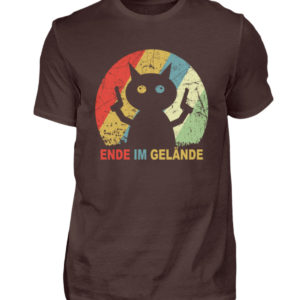 Ende im Gelände. Das Shirt für alle, denen es echt reicht. Verrückte Katze vor dem Durchdr - Herren Shirt-1074