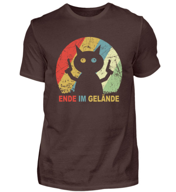 Ende im Gelände. Das Shirt für alle, denen es echt reicht. Verrückte Katze vor dem Durchdr - Herren Shirt-1074