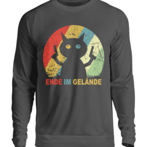 Ende im Gelände. Das Shirt für alle, denen es echt reicht. Verrückte Katze vor dem Durchdr - Unisex Pullover-1768