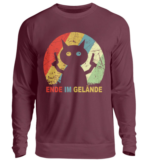 Ende im Gelände. Das Shirt für alle, denen es echt reicht. Verrückte Katze vor dem Durchdr - Unisex Pullover-839